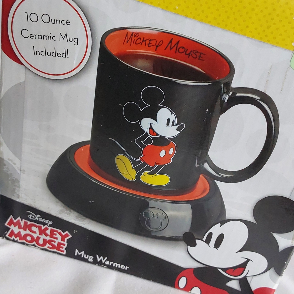 Disney Mickey Mouse Black and Red Ceramic Mug with Warmer